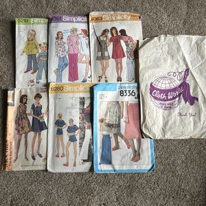 Vintage Lot Of 6 -1960s/1970s Simplicity Women’s Sewing Patterns & Cloth World